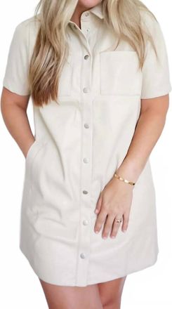 Fate Amanda Faux Leather Dress In Tan