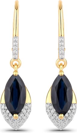 Diana M. Jewels Blue Sapphire Marquise 10x5mm - 2Pcs + White Diamond F/C Round 0.90mm( I1-I2/I color ) - 54Pcs ( White Pen Rhodium ) ( Banana Clip )