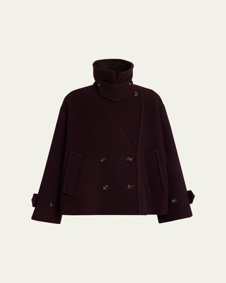 Chlo&eacute; Wool Double-Breasted Oversized Pea Coat