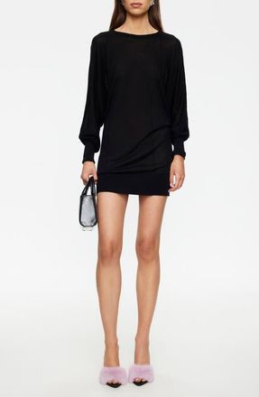 Lioness Bellissimo Long Sleeve Minidress in Noir at Nordstrom, Size X-Large