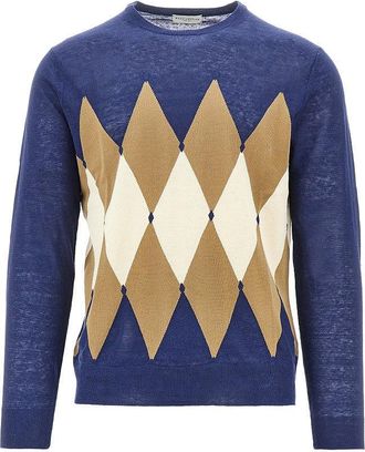 Ballantyne Linen and cotton lozenge sweater Man 48