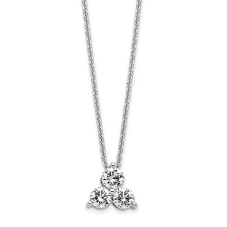 Diamond2Deal 14K Gold 3/4 Ct Lab Grown Diamond 3 Stone Necklace 18 Clarity VS, Color D-E