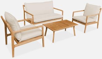 Sweeek Conjunto De Muebles De Jard&iacute;n De Madera De 4 Plazas