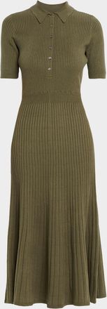 Paige Mathilda Short-Sleeve Rib-Knit Dress