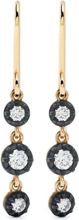 Leandra 18kt yellow gold diamond hook earrings - women - Diamond/Sterling Silver/18kt Yellow Gold - One Size