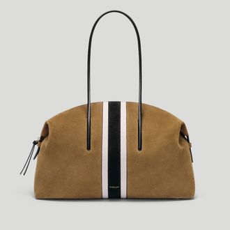 DeMellier The Stockholm in Tobacco Suede & Black Suede Leather Tote & Work bag