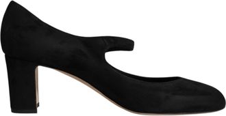 Dolce & Gabbana Black Suede Leather Block Heels Pumps Womens Shoes (Pre-Owned)