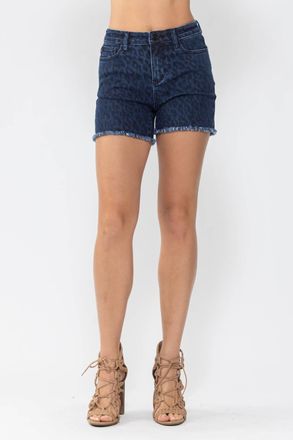 Judy Blue Fray Hem Shorts In Leopard Print