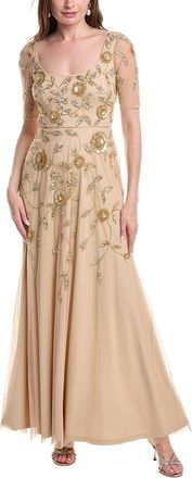 Adrianna Papell Bead Mesh Long Dress