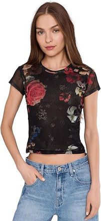 AllSaints Ellie Mesh T-Shirts Womens Clothing Haze Black : UK 14 (US Womens 10), Elastane/Polyester