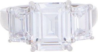 Savvy Cie Jewels Silver Cz Emerald-Cut Three-Stone Ring