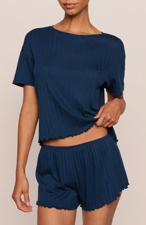 Eberjey Pointelle Rib Pajama Shorts in Navy at Nordstrom, Size X-Small