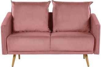 Beliani Beliani - Divano in Velluto Rosa 2 Posti Cuscini Sfoderabili 130 x 78 x 68 cm Maura