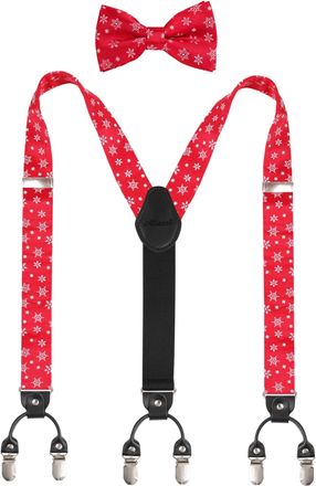 Alizeal Mens Christmas Elastic and Adjustable Braces and Novelty Bow tie Set, 083-017