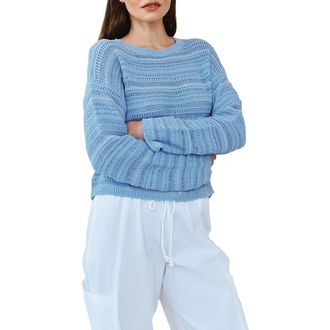 Bella Dahl Textured Stripe Crewneck Sweater in Sea Breeze Blue at Nordstrom, Size X-Small