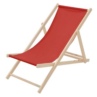 ECD Germany Ecd Germany - Silla De Playa Madera De Pino 3 Posiciones De Reclinaci&oacute;n Plegable Tumbona Tradicional De Sol Para Jard&iacute;n O Balc&oacute;n Rojo Impermeable Hast