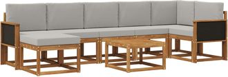 vidaXL Conjunto De Sof&aacute;s De Exterior 8 Uds. Natural Y Gris Claro Vidaxl