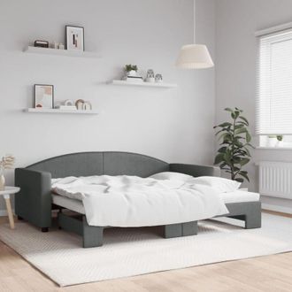 vidaXL Daybed with Trundle without Mattress Dark Grey 90x190 cm Single vidaXL