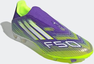 adidas Fussballschuh ADIDAS PERFORMANCE F50 LEAGUE LACELESS FIRM/MULTI-GROUND BOOTS, Gr. 47, lila (lila rush, cloud wei&szlig;, lucid lemon), Synthetik, Textil, Sc