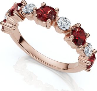 Pompeii3 1Ct Sylvia Ruby & Diamond Anniversary Ring Gold Lab Grown