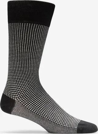 Cole Haan Mens Mini Check Neat Crew Socks - Black
