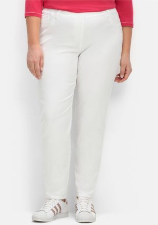 Sheego Schlupfhose SHEEGO, Damen, Gr. 40, Normalgr&ouml;ssen, wei&szlig;, 98% Baumwolle, 2% Elasthan, unifarben, Hosen Schlupfhose