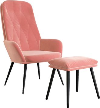 vidaXL Sill&oacute;n De Relax Con Taburete Terciopelo Rosa Vidaxl