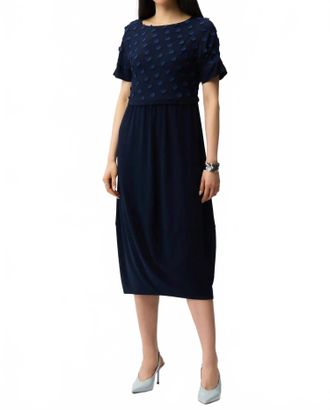 Joseph Ribkoff 3D Dot Jacquard Cocoon Dress In Midnight Blue