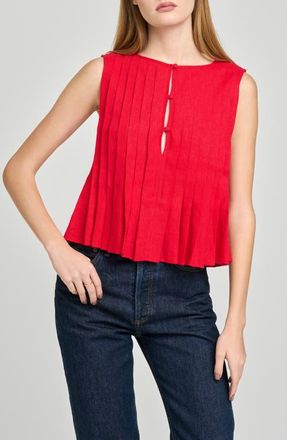 Wayf Romy Pleated Top in Red at Nordstrom, Size X-Large
