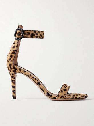 Gianvito Rossi Sandali In Cavallino Leopardato Portofino 85 - Stampa animalier