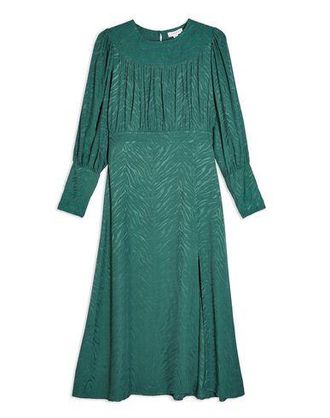 Topshop GREEN JACQUARD MIDI DRESS
