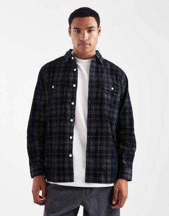 Levi's Jackson - Camicia nera in velluto a coste a quadri-Nero