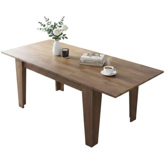 Dmora Tavolo Allungabile Salmour, Allungabile, Meccanismo Estensione Allunga Centrale, Lunghezza Massima 200 cm, 200x88x78h cm Marrone Noce