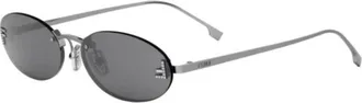 Fendi Sunglasses, unisex, Gray, Size: 54 MM First Crystal Oval Sunglasses