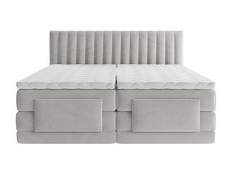 VENTE-UNIQUE.COM Cama continental boxspring terciopelo gris claro
