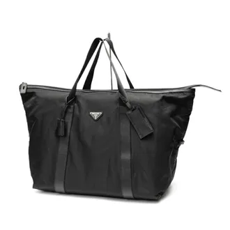 Prada Black Fabric Leather Boston Bag (Pre-Owned)
