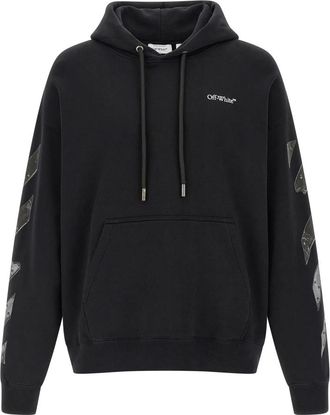 Off-white Brushed Cotton Hoodie - Heren - Hoodies - Zwart - S - Katoen - Hoodies & sweatvesten