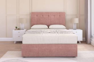 Sloomy Highbury Plush Divan Set No Drawers-54 Headboard in Pink | Size: Single