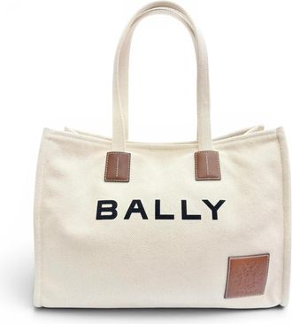 Bally ivory Canvas Leather Tote Bag (Pre-Owned)