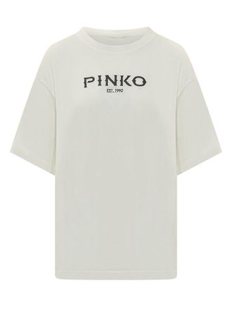 Pinko White Logo Crew Neck T-Shirt