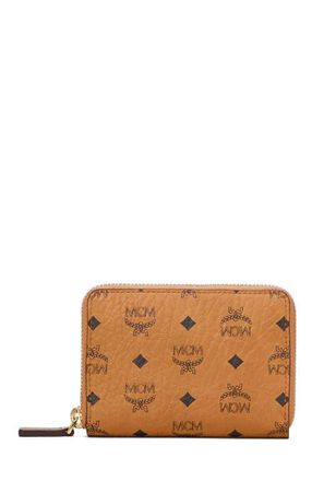 MCM Zip Wallet in Visetos Original in Cognac at Nordstrom