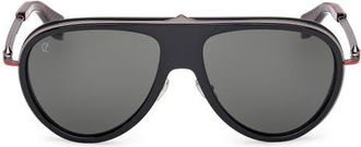 Christian Louboutin 63mm Pilot Sunglasses in Black/gunmetal Red Enamel at Nordstrom