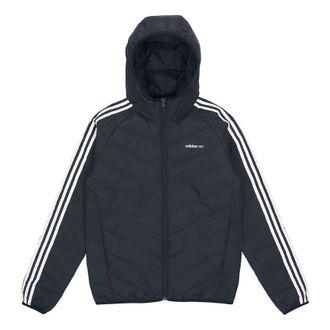 adidas neo M 3s Lw Down Jk Logo Printing Stay Warm hooded Sports Down Jacket Black H45252