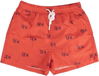 Kiton Swim Trunks Regular Fantasy 100% Handmade - Heren - Strandmode - Rood - M - Leer - Badmode