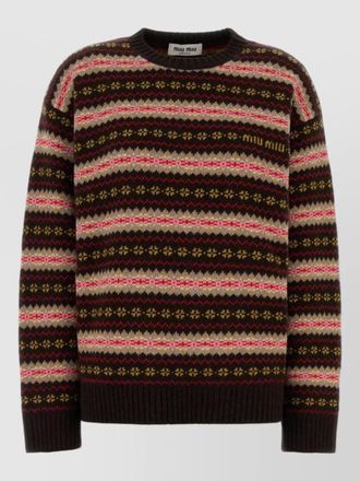 Miu Miu wool sweater embroidery crew neck stripes