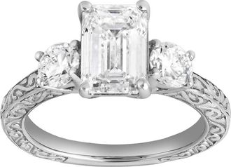 LuvMyJewelry Novelle 14K Gold 2.65 Ct Emerald Cut Lab Grown Diamond Engagement Ring in 14K White Gold at Nordstrom, Size 7