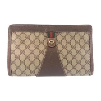 Gucci Pre-owned Clutches, female, Beige, Size: ONE SIZE Pre-owned GG Supreme Clutch Bag