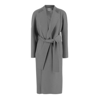 Khaite Belted Coats, female, Gray, S, Deena Wool Coat