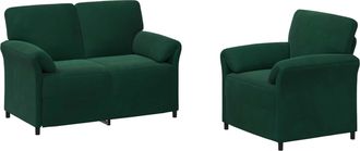 vidaXL Juego De Sof&aacute; 2 Uds. Verde Oscuro Terciopelo Vidaxl