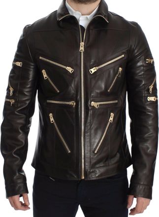 Dolce & Gabbana Leren Jas Met Multizip Detail